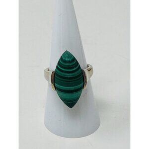 Vintage Whitney Kelly Sterling Silver And Green Oval Malachite Ring Size 7